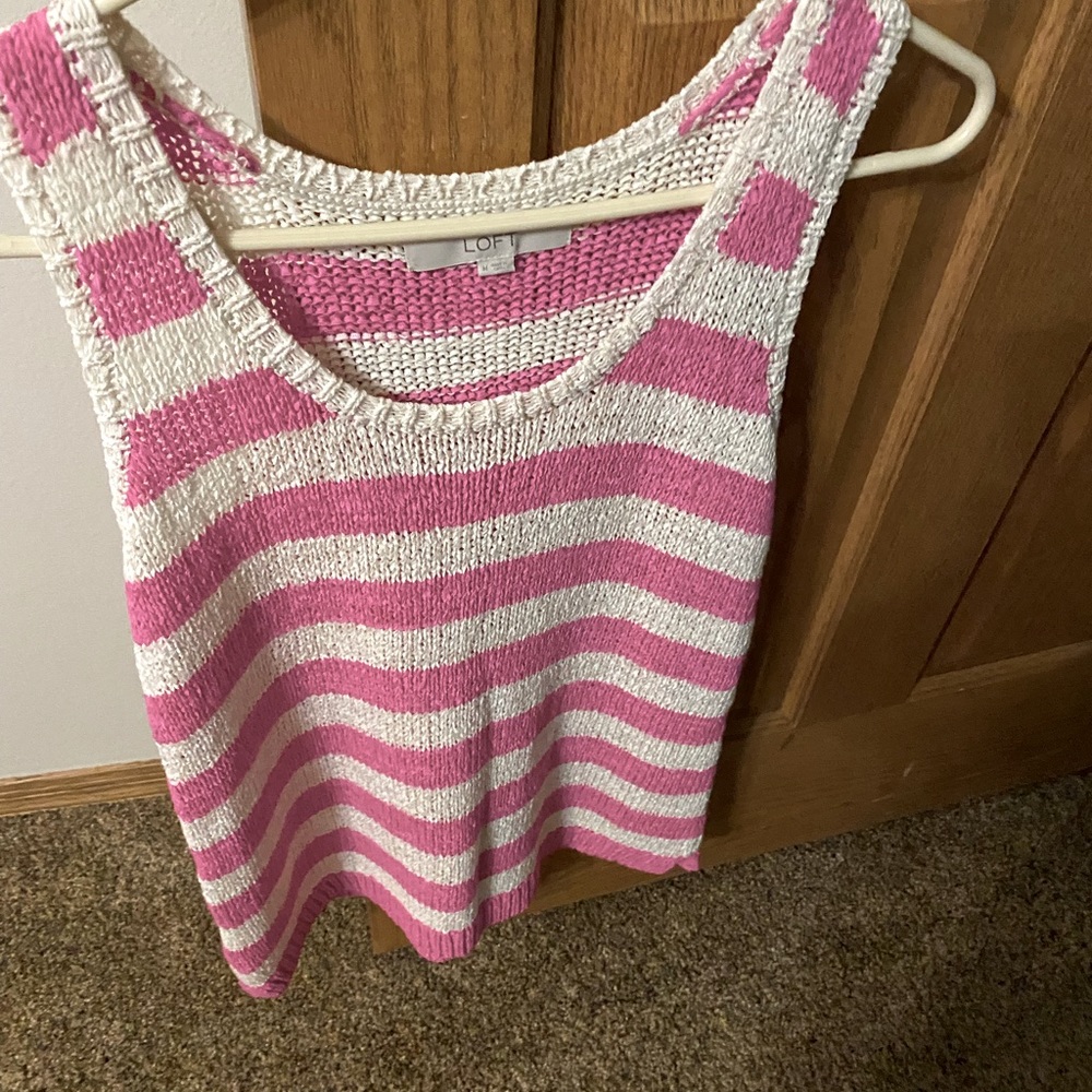 Pink and white tank top